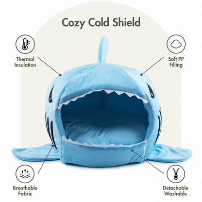 Ortekor Thermally Insulated Shark Plush Cave Bed (Detachable Washable Cushion)