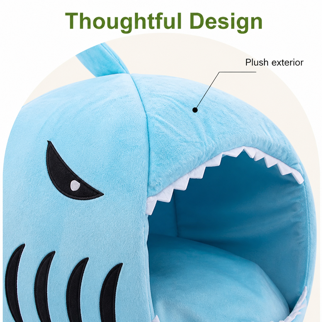 Ortekor Thermally Insulated Shark Plush Cave Bed (Detachable Washable Cushion)