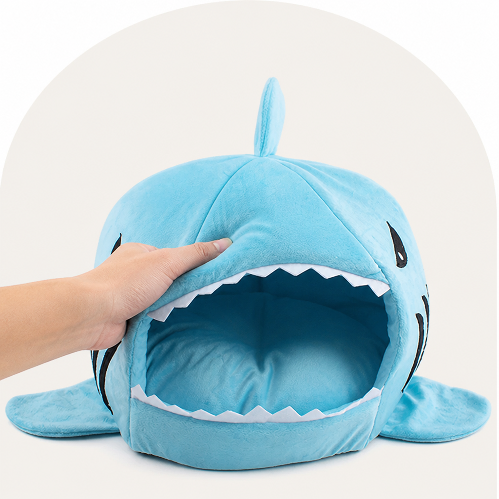 Ortekor Thermally Insulated Shark Plush Cave Bed (Detachable Washable Cushion)