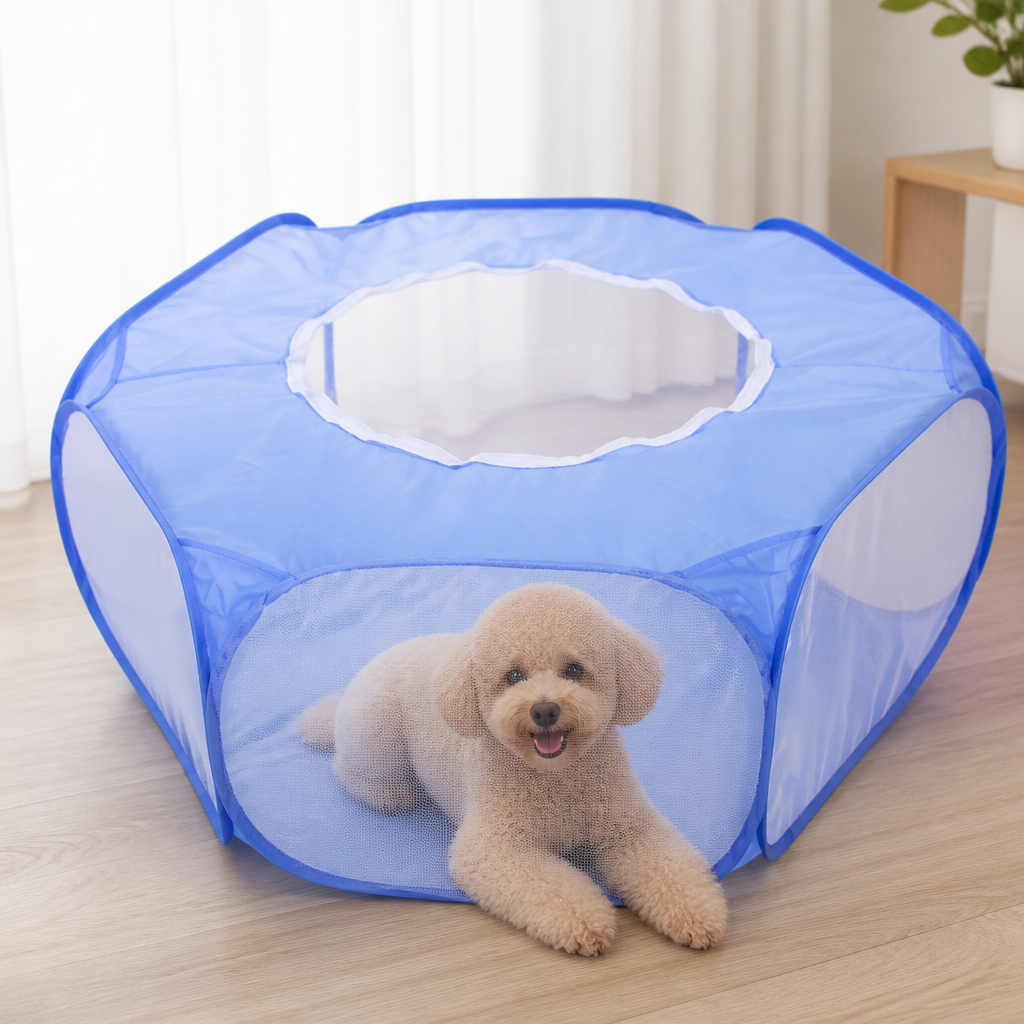 Ortekor Transparent Foldable Pet Playpen (Chemical-Free Cotton)