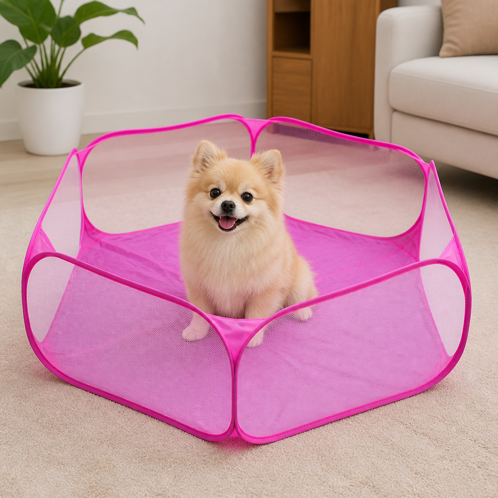 Ortekor Transparent Foldable Pet Playpen (Chemical-Free Cotton)