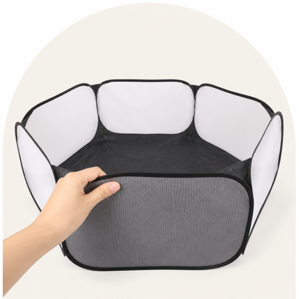 Ortekor Transparent Foldable Pet Playpen (Chemical-Free Cotton)