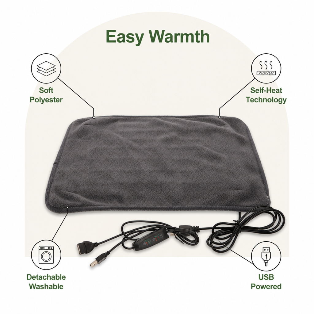 Ortekor USB Heated & Washable Pet Pad (Detachable Heating Insert)