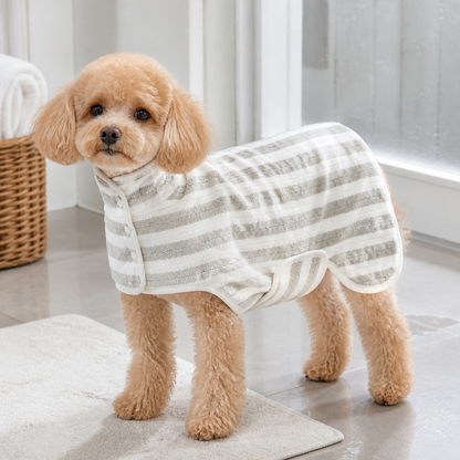 Ortekor Ultra-Absorbent Quick-Dry Dog Bathrobe (Button Collar & Hook-and-Loop Waist)