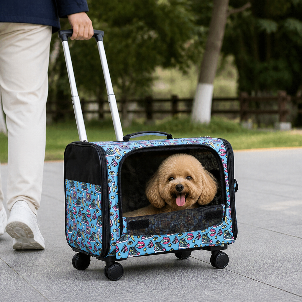 Ortekor Universal Wheels & Oxford Fabric Pet Stroller (33 lb Capacity)