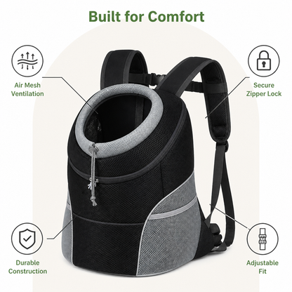 Ortekor Ventilated Mesh & Harness-Like Zipper Pet Backpack