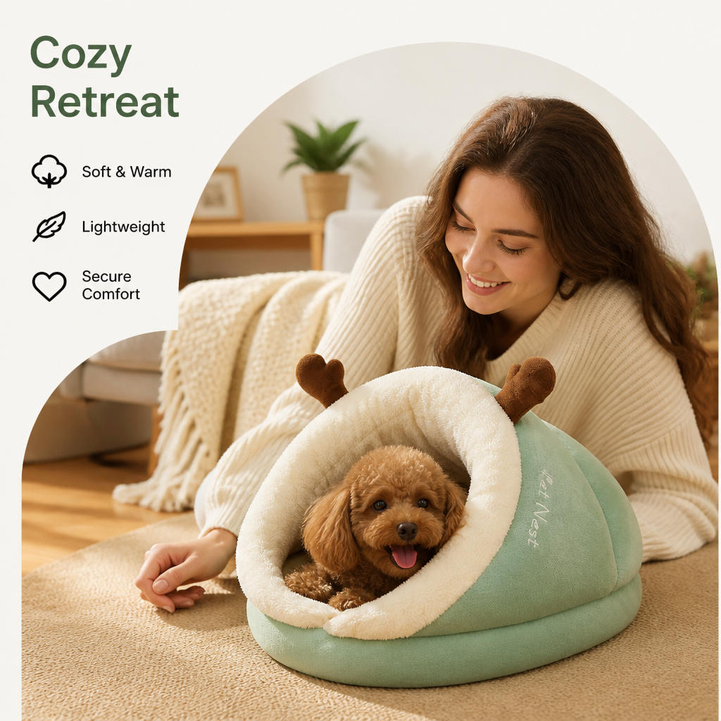 Ortekor Warm Breathable Enclosed Small Pet Bed (Foldable)