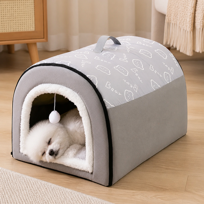 Ortekor Warm Hooded & Waterproof Non-Slip Dog Bed (Removable Cover)