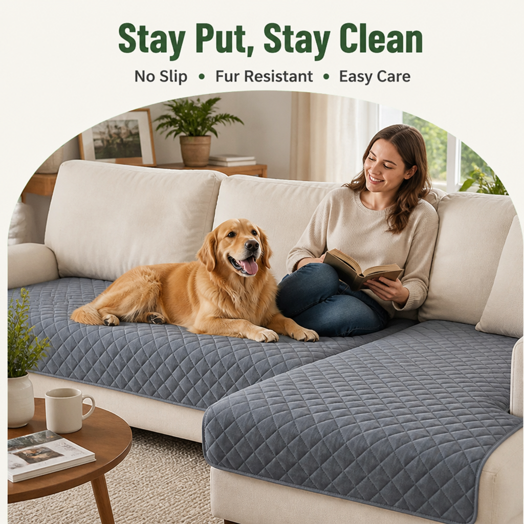 Ortekor Water-Repellent & Anti-Slip Hair-Resistant Sofa Mat Cover