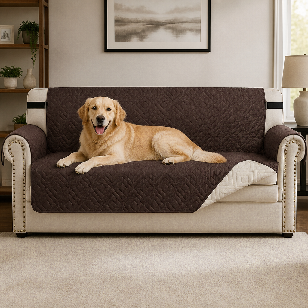 Ortekor Water-Repellent Quilted Sofa Cover (Anti-Slip Straps)