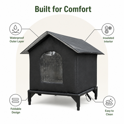 Ortekor Waterproof & Insulated Foldable Pet Cave Bed (Washable)