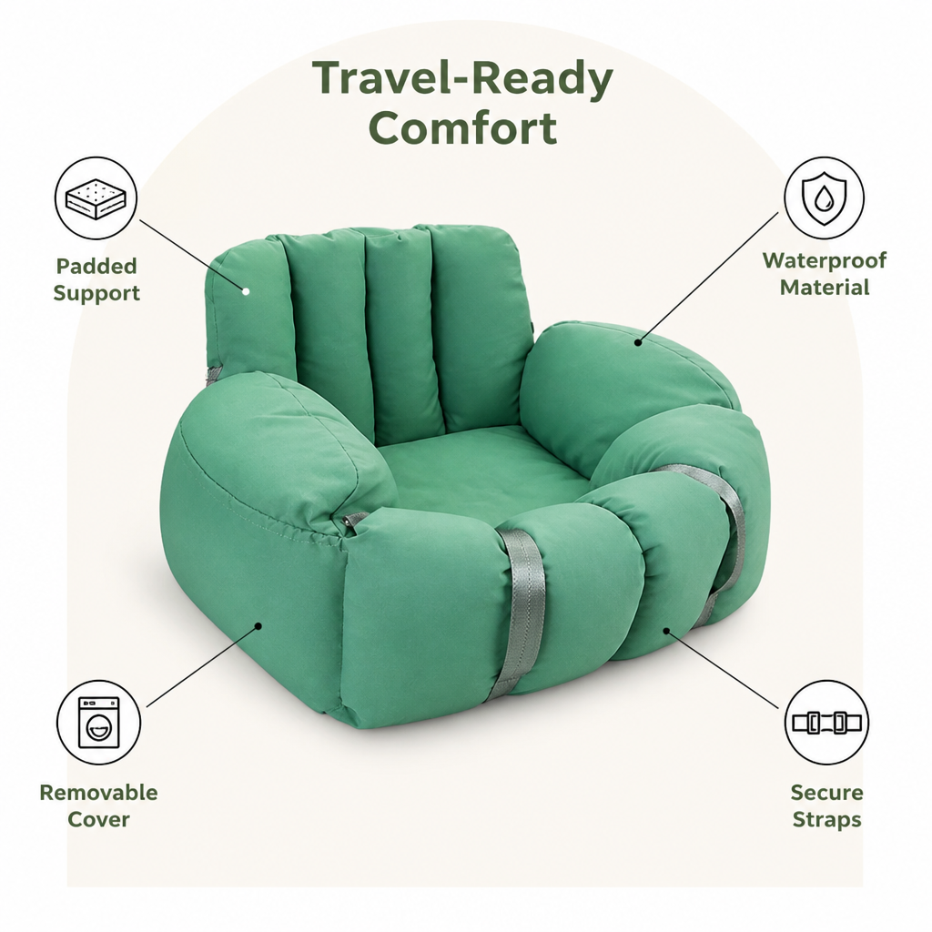 Ortekor Waterproof & Washable Pet Car Seat (Removable Cover)