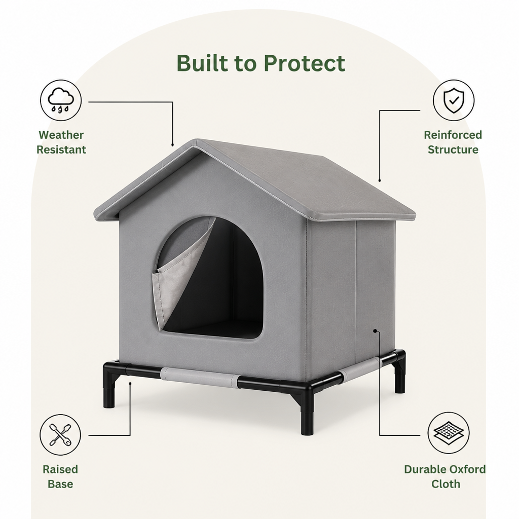 Ortekor Weather-Resistant Oxford Cloth Pet House (3 Sizes)