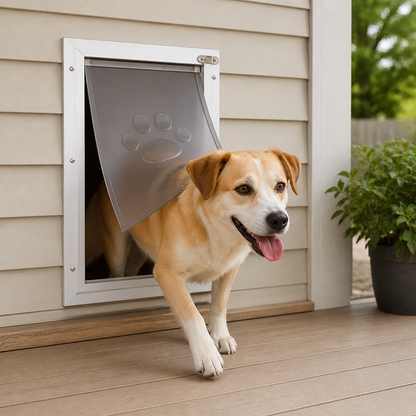 Ortekor Weatherproof Aluminum Frame & Magnetic Lock Pet Door (Fits 0.42–2 In Doors)