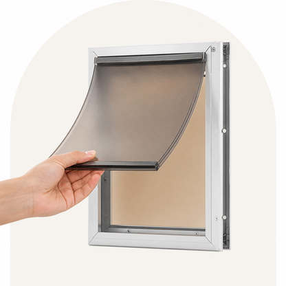 Ortekor Weatherproof Aluminum Frame & Magnetic Seal Pet Door (Locking Panel)