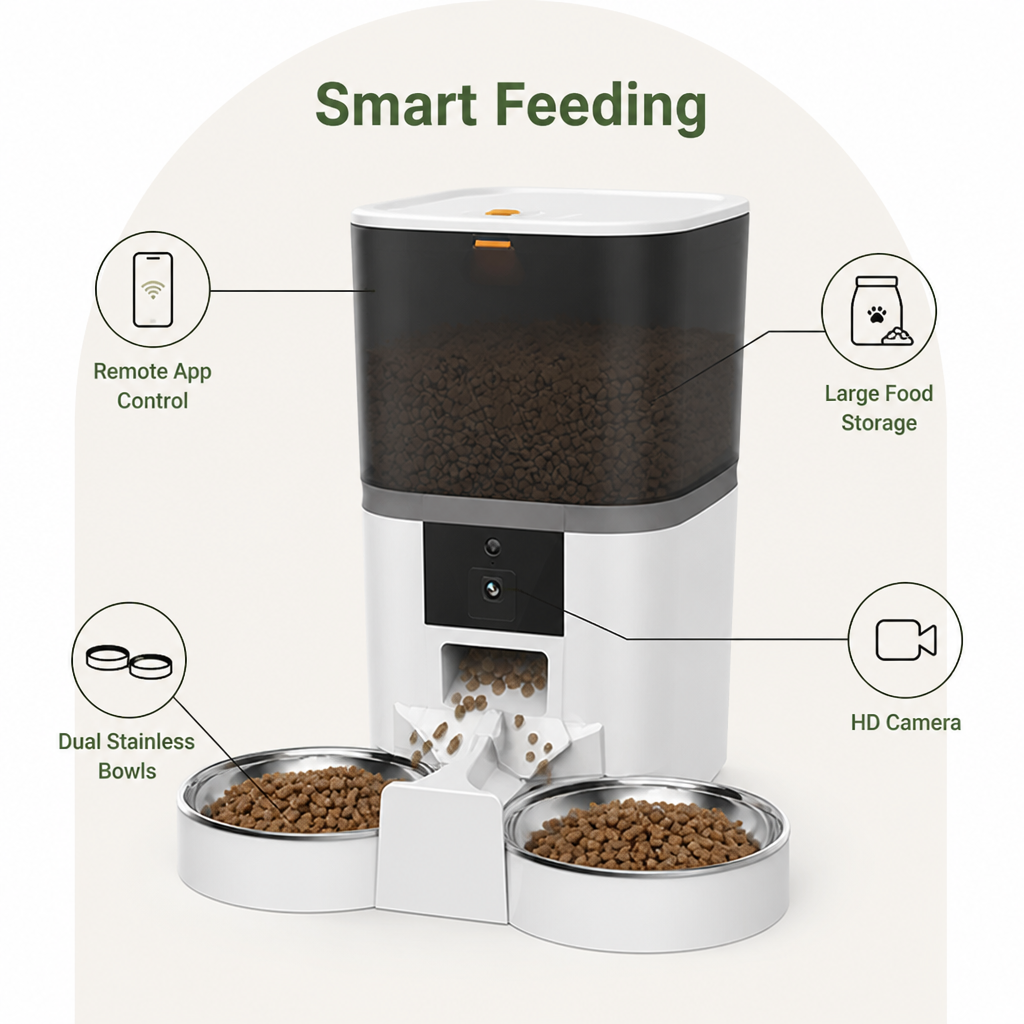 Ortekor WiFi App Control & Stainless Steel Bowl Pet Feeder