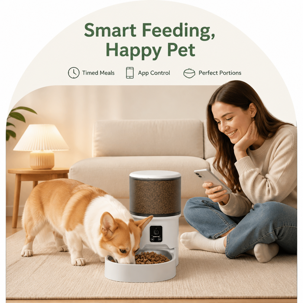 Ortekor WiFi App-Controlled & Portion Control Pet Feeder (4L Hopper)