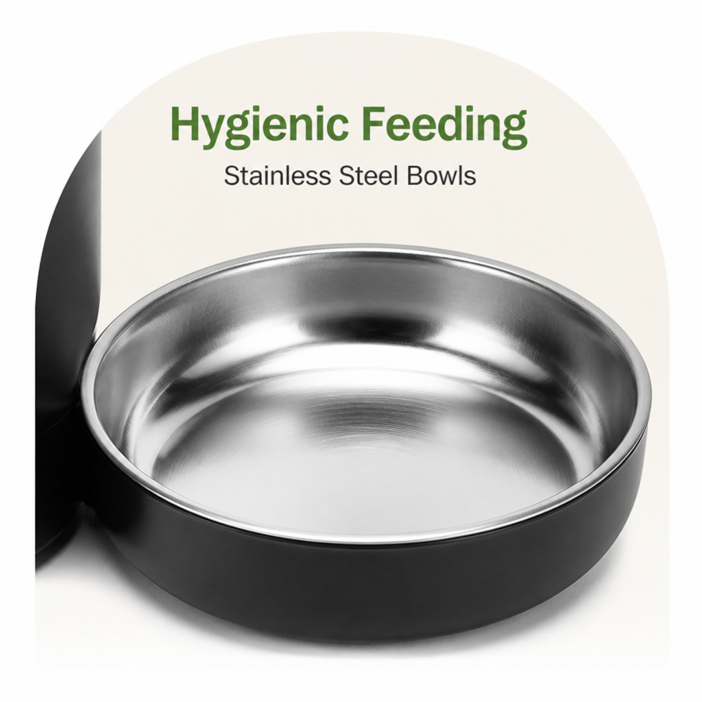 Ortekor WiFi & Button Programmable Pet Feeder (4L, Stainless Bowls)