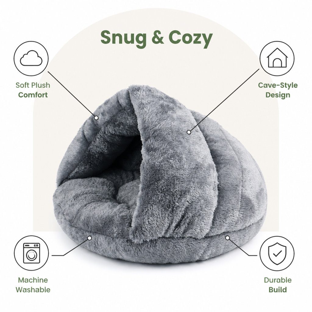Ortekor Winter Warm Plush & Washable Cat & Small Dog Bed