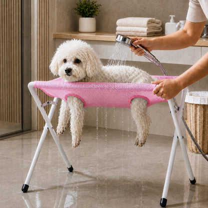Foldable Elevated Breathable Mesh Pet Grooming Rack (Supports 44 lb)