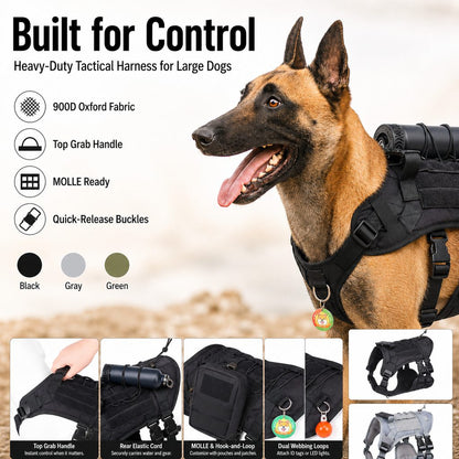 MOLLE-Ready Heavy-Duty Dog Harness (Breathable Mesh)