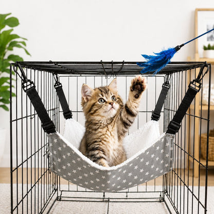 Reversible Plush & Fabric Cat Cage Hammock