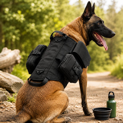 Rugged 600D Nylon Tactical Dog Backpack Harness