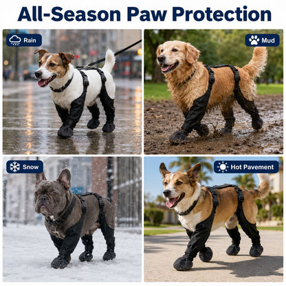 Stay-On Harness Water-Resistant & Anti-Slip Dog Boots