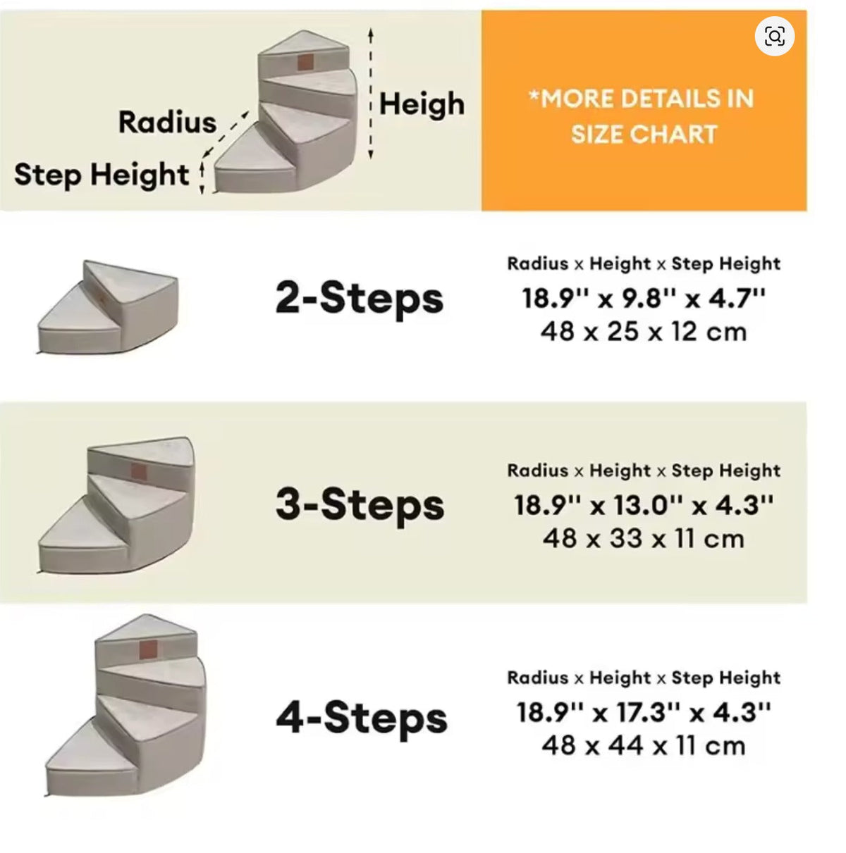 Dog Bed Steps, Foam Dog Stairs for Bed and Couch, Non Slip Dog Steps for Small Dogs, Pet Stairs with Washable Cover