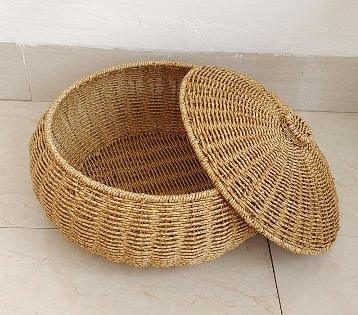 Dome Wicker Storage Basket - Handcrafted Rattan with Secure Lid