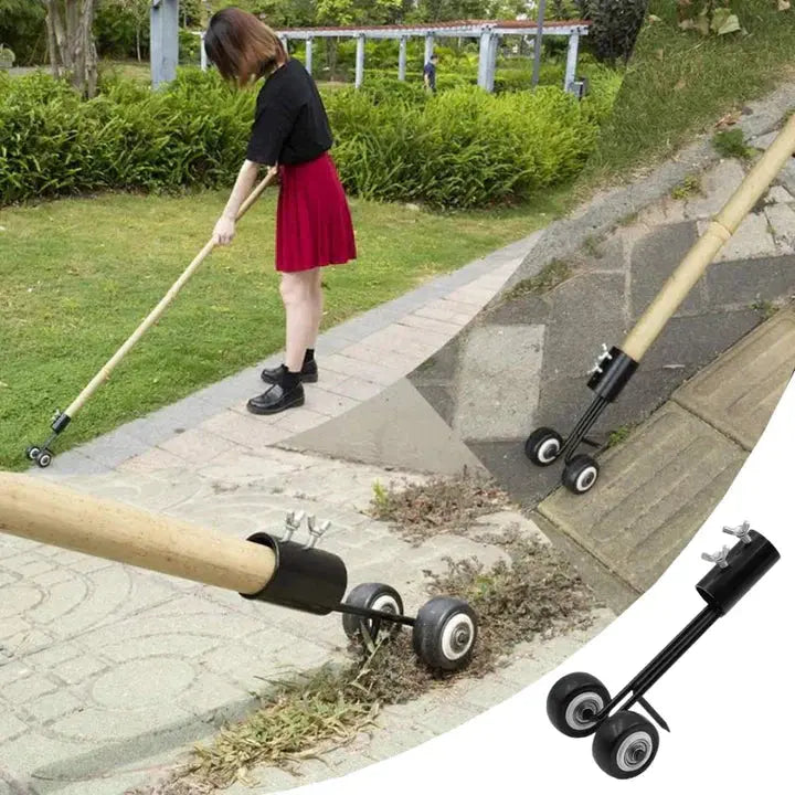 Twin-Wheel Patio Crack Weeder for Brick Pavers, Walkways & Garden Edging – Iron Scraper Tool Head for Standard Handle