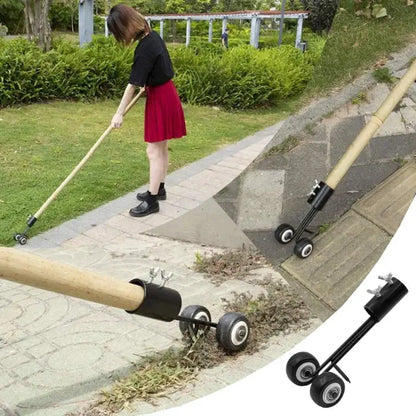 Twin-Wheel Patio Crack Weeder for Brick Pavers, Walkways & Garden Edging – Iron Scraper Tool Head for Standard Handle