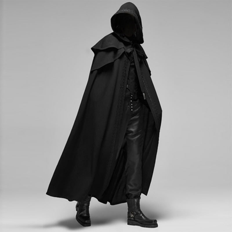 Dramatic Hooded Cape | Long Gothic Cape with Spacious Hood for Halloween Elegance