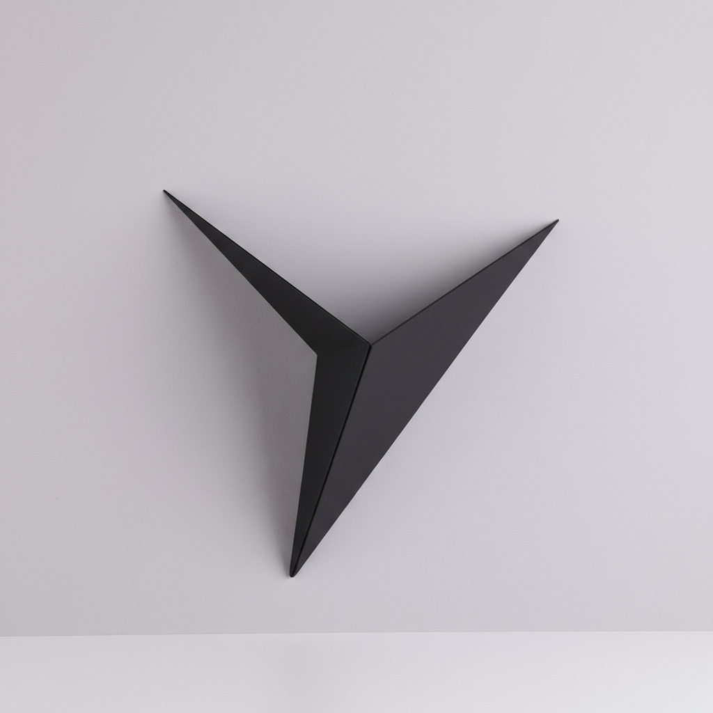 Triangular Iron Wall Sconce with Built-In LED Light for Bedrooms, Hallways & Living Rooms — Geometric Fixture in Black White or Gold for Mod