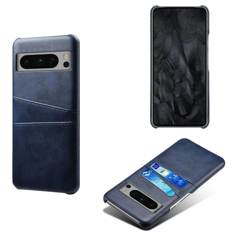 Phone Wallet Case with Two Card Slots for Google Pixel – Leather-Look Protective Cover with Raised Edges & Precise Cutouts