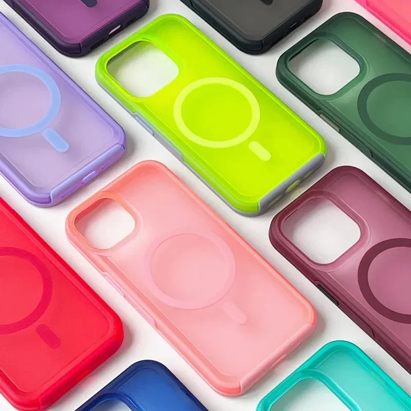 Protective iPhone Case with MagSafe Ring – Dual-Layer TPU Anti-Fingerprint Cover for iPhone 14, 15, 16 Series – Wireless Charging Compatible