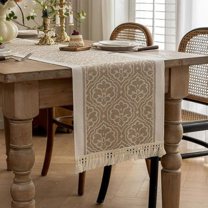 Dune Table Runner - Microfiber Blend, Boho Damask Design