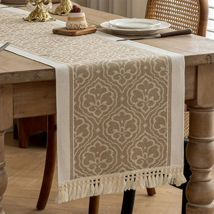 Dune Table Runner - Microfiber Blend, Boho Damask Design
