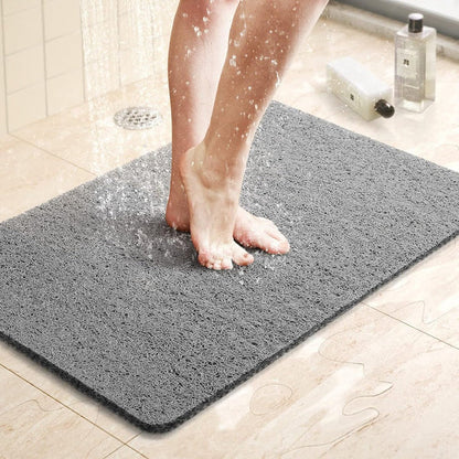 Non-Slip Bathroom Mat with Drainage Holes for Shower and Tub Safety Gray White Beige Fast-Drying Bath Floor Mat