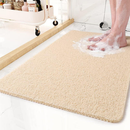 Non-Slip Bathroom Mat with Drainage Holes for Shower and Tub Safety Gray White Beige Fast-Drying Bath Floor Mat
