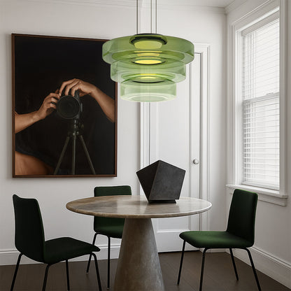 Handcrafted Glass Globe Ceiling Light 18 Inch Green for Dining Room Kitchen Island Modern Minimalist Adjustable Pendant Fixture E27 Socket