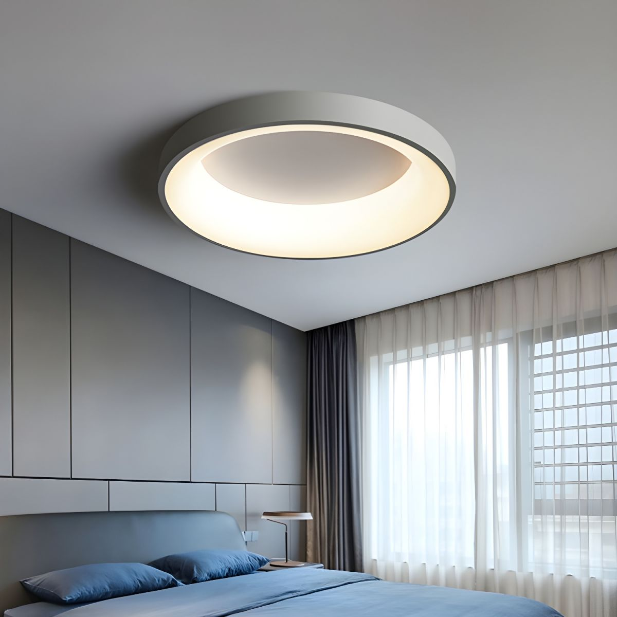 Round Flush Mount LED Fixture Iron Acrylic Low Profile for Bedroom Hallway Living Room Kitchen Dining Room Modern Minimalist Slim Design
