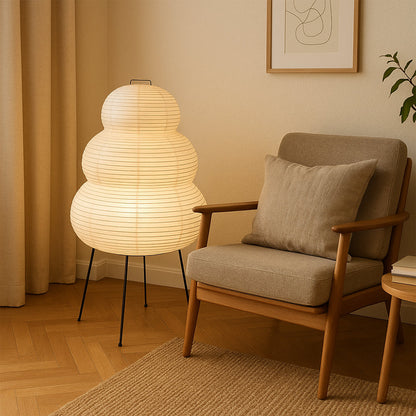 Tall White Paper Shade Standing Lamp with Warm Ambient Light for Bedroom Living Room Modern Minimalist Japandi Style Cloud-Inspired Diffused