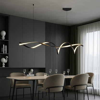 Hanging Linear LED Island Light Black Alloy Adjustable Cable 39-59 Inches for Kitchen Counter Dining Table Modern Minimalist Ceiling Fixture