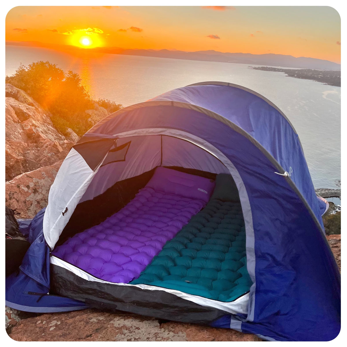 Self-Inflating Camping Sleeping Pad with Built-In Pump | Lightweight Insulated Sleep Mat for Backpacking Hiking Travel | 75x23 in Compact