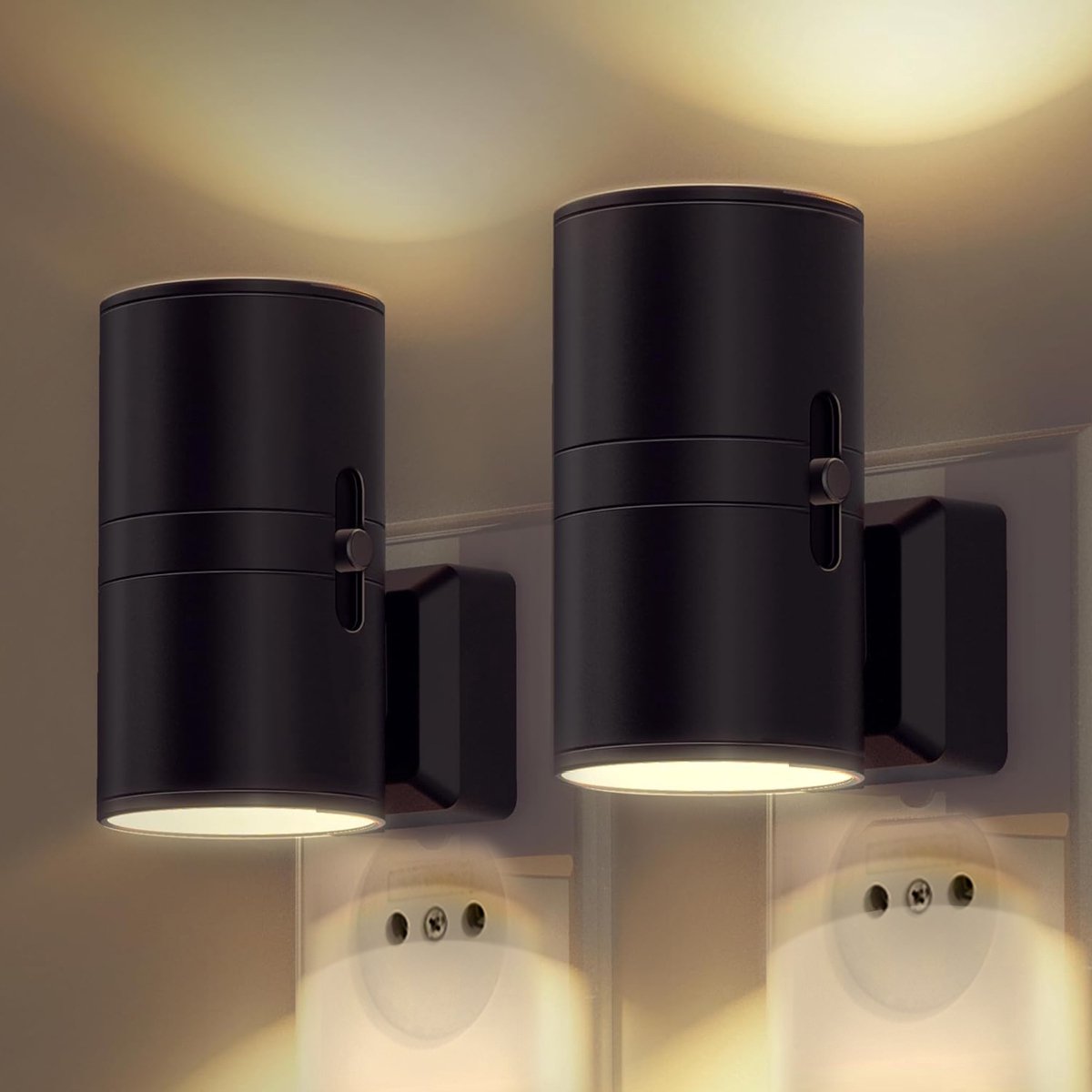 Plug-In Dimmable Night Light with Auto Sensor – Adjustable LED Wall Lamp for Bedroom, Hallway & Bathroom
