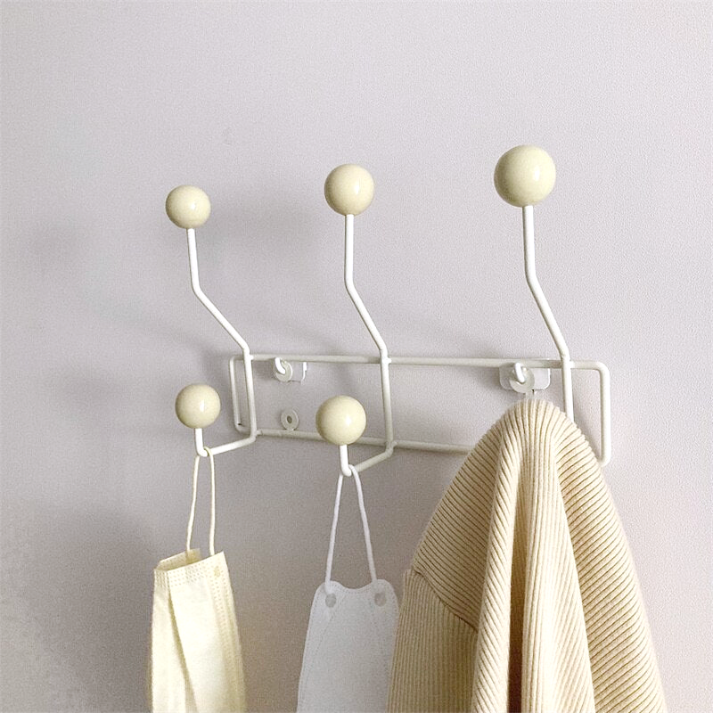 Metal Hook Rack for Entryway Storage – Dual-Hook Design with Glossy Knobs for Coats, Bags & Hats – Compact Space-Saving Organizer for Hallwa