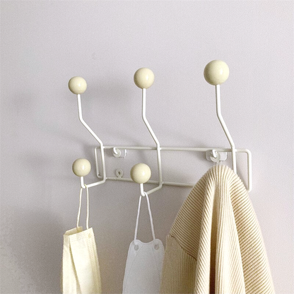 Metal Hook Rack for Entryway Storage – Dual-Hook Design with Glossy Knobs for Coats, Bags & Hats – Compact Space-Saving Organizer for Hallwa