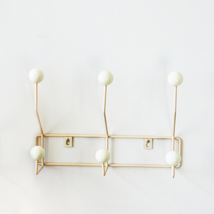 Metal Hook Rack for Entryway Storage – Dual-Hook Design with Glossy Knobs for Coats, Bags & Hats – Compact Space-Saving Organizer for Hallwa