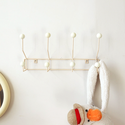 Metal Hook Rack for Entryway Storage – Dual-Hook Design with Glossy Knobs for Coats, Bags & Hats – Compact Space-Saving Organizer for Hallwa